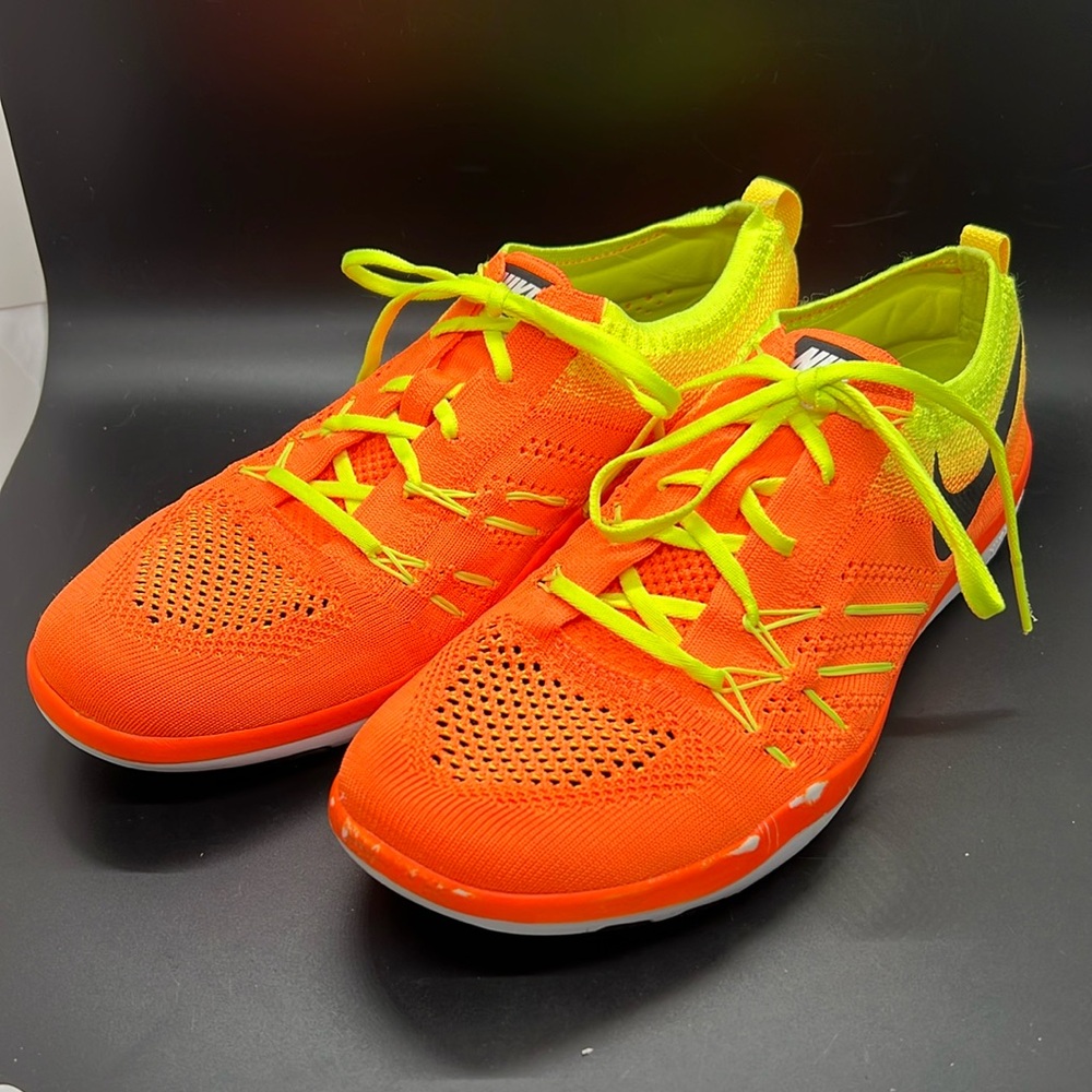 Nike Women’s Free TR Focus Flyknit Training Shoes Neon Orange & Yellow Size 8.5